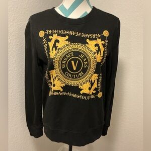 Versace Jeans Couture:Authentic Sweater Black With Gold Worn WithTags Medium